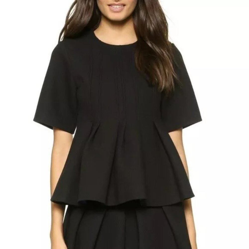 Alexander Wang Pleated Neoprene Peplum Top Size 2